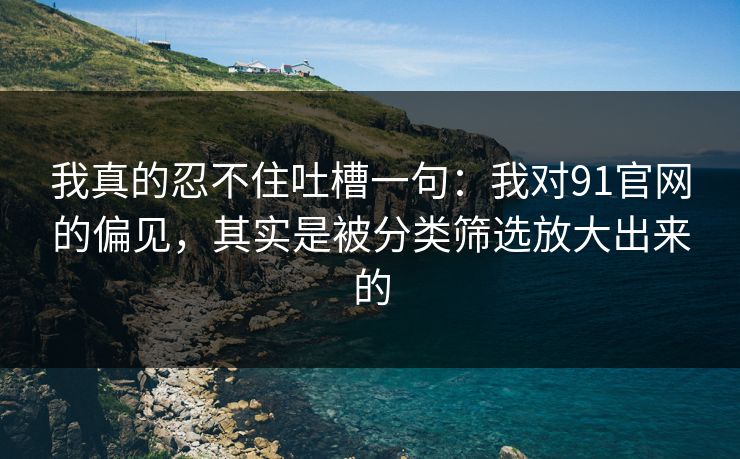 我真的忍不住吐槽一句:我对91官网的偏见,其实是被分类筛选放大出来的