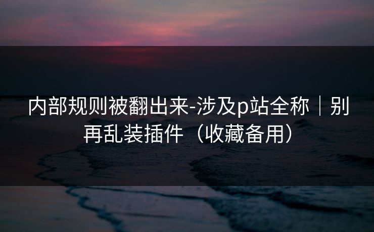 内部规则被翻出来-涉及p站全称｜别再乱装插件（收藏备用）